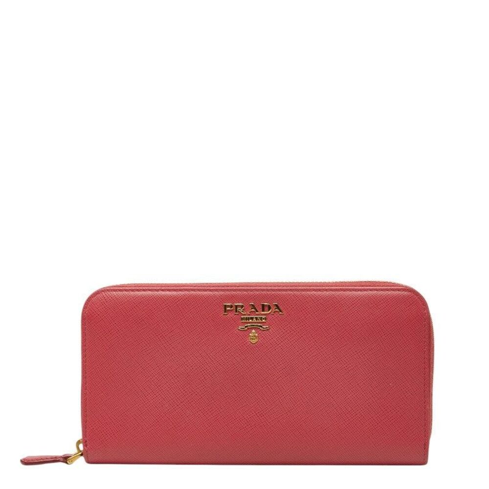 Prada Saffiano Round Zip Long Wallet